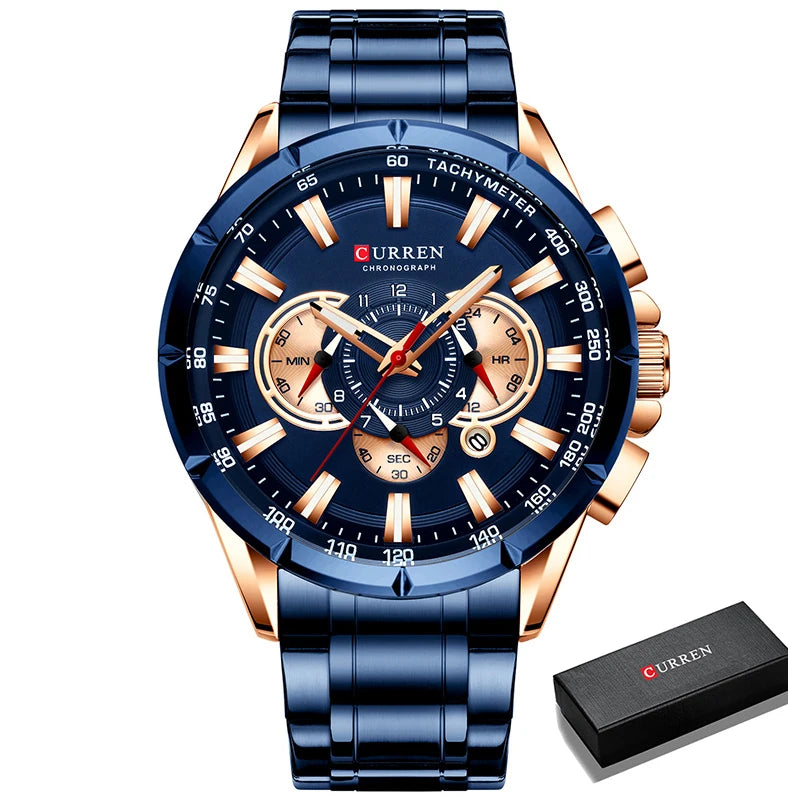 CURREN Military Steel Watch for Men
