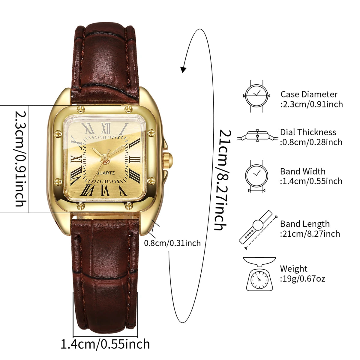 Luxury Women's Square Leather Watch