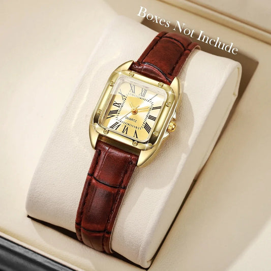 Luxury Women's Square Leather Watch